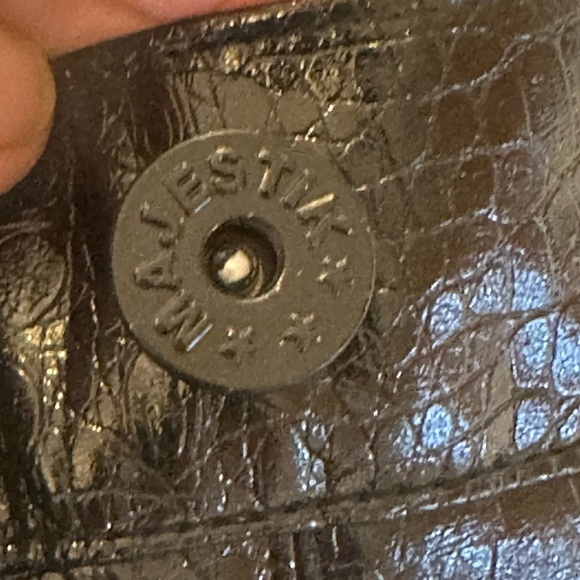 MAJESTIK Bold Faux Leather Black Croc-Embossed Stacked Pants Size 32 NWT - Picture 7 of 16